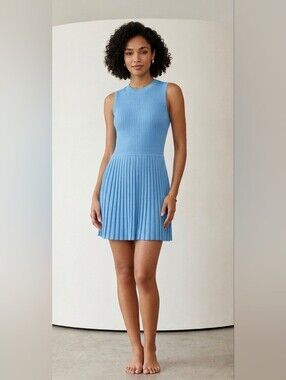 Zesica Sky Blue‎ Sleeveless Pleated Dress
